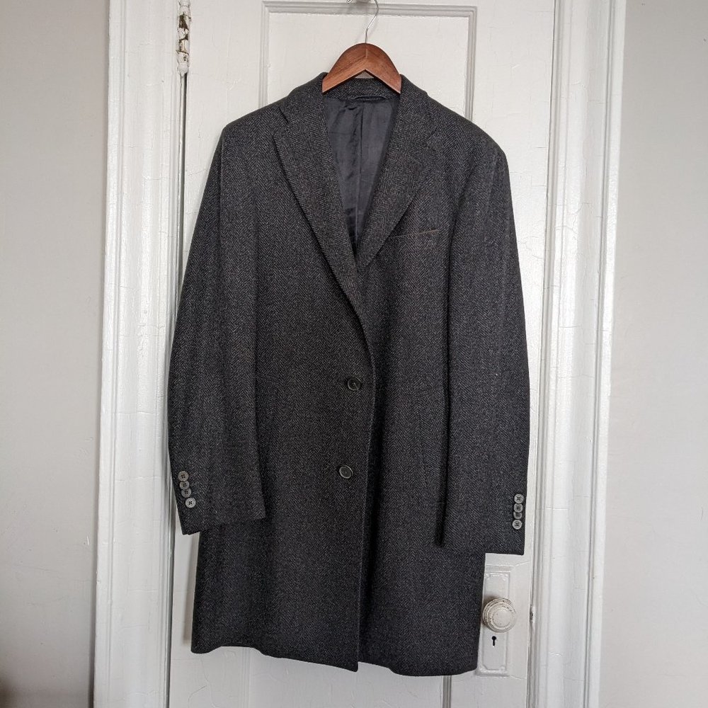 Massimo Dutti Grey Wool Herringbone Coat
